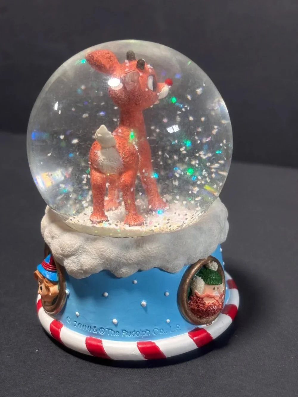 Rudolph The Red Nosed Reindeer Snow Globe Christmas Decoration Enesco VTG READ